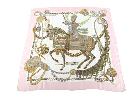 hermes pink scarf with horses|classic Hermes scarf pattern.